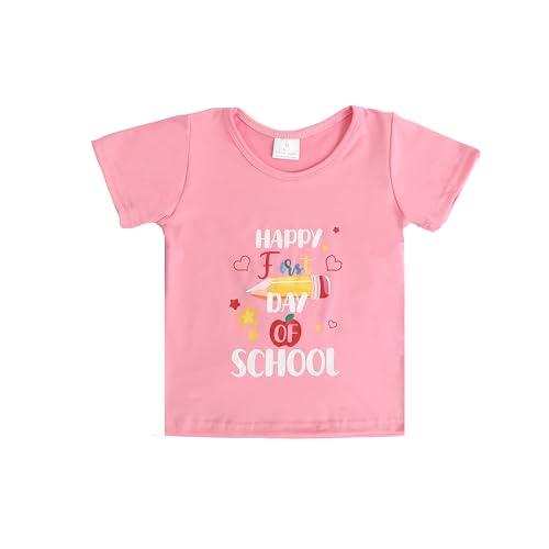 Image of Toddler Girls Back to School Pencil Outfits Set Ruffle T-Shirt Dress and Pants Outfit Set 3-8Years