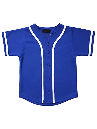Hat and Beyond Kids Baseball Jersey Button Down T Shirts Hipster Plain Hip Hop Uniforms (12 Months, 5pu01_RBU.WHI)