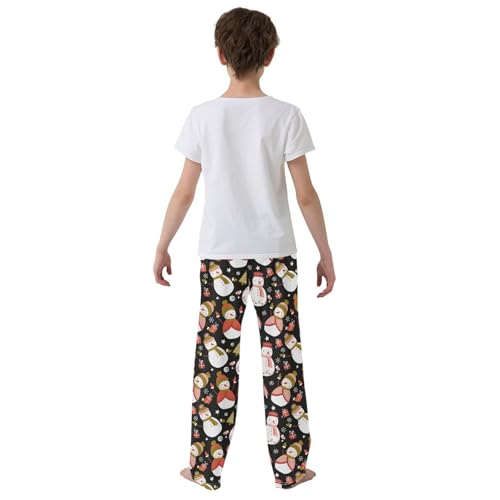 Snowman with Hat Boys Long Pants Soft Trousers Elastic Waist Kids Lounge Bottoms with Pockets S-XL3