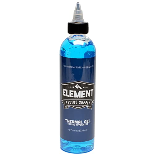 ELEMENT TATTOO SUPPLY - Tattoo Stencil Trasnfer Lotion Gel Blue Applicator for Real Tattoos (8oz Bottle)