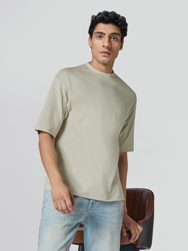 Image of XYXX Drift Oversized Tshirt for Men | 100% Combed Cotton | Solid Roundneck Drop Shoulders Half-Sleeve T Shirt