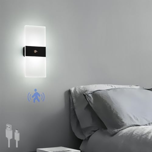 Luz de pared interior para dormitorio aplique LED con sensor movimiento pilas recargable 1