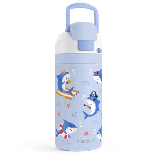 Image of Shark Kids Insulated Stainless Steel Water Bottle 16 Oz, Travel Tumbler for School, Sports for Boys, Girls, Birthday, Back To School