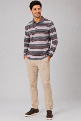 Image of SANE ORIGINALS Men's Full Sleeve Polo T-Shirt with Pocket, Premium Cotton Blend Collar Neck Tee