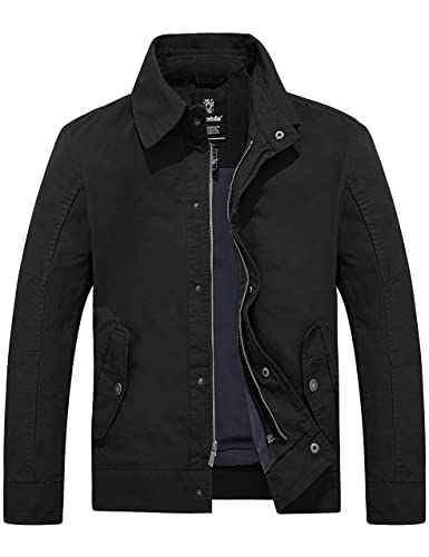 Wantdo Men's Cotton Casual Military Jacket Shirt Jacket Fall Flight Jacket Clothing With Hood Black Large #TOP6
