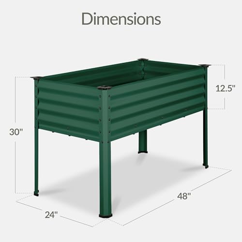 Image of Best Choice Products 48x24x30in Galvanized Raised Garden Bed, Metal Elevated Planter Box, Vegetable Garden for Backyard, Patio, Balcony, 100% Non Toxic Materials - Dark Green