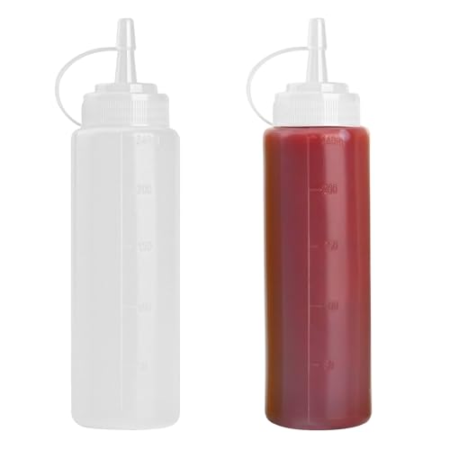 JUHONNZ Biberón Exprimible con Dosificador Antigoteo, 2x 250ml Aceitera Cocina de Plástico para Aceite & Salsas de Tomate & Vinagrera & Pintura, Dispensador de Biberones Cocina para Condimentos JUHONNZ Biberón Exprimible con Dosificador Antigoteo, 2x 250ml Aceitera Cocina de Plástico para Aceite & Salsas de Tomate & Vinagrera & Pintura, Dispensador de Biberones Cocina para Condimentos