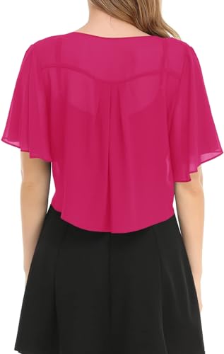 Image of Women's Solid Puff Sleeve Kimono Short Cardigan Loose Cover Up Casual Blouse Top Chiffon
