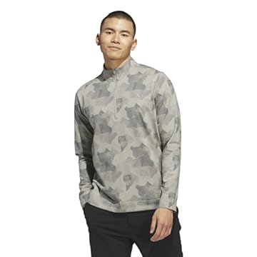 adidas Pulôver masculino estampado com zíper, Putty Beige S25, G