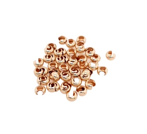 50pcs 14/20 Yellow Gold-Filled Open Crimp Bead Covers, 3.2MM,by CRAFT WIRE