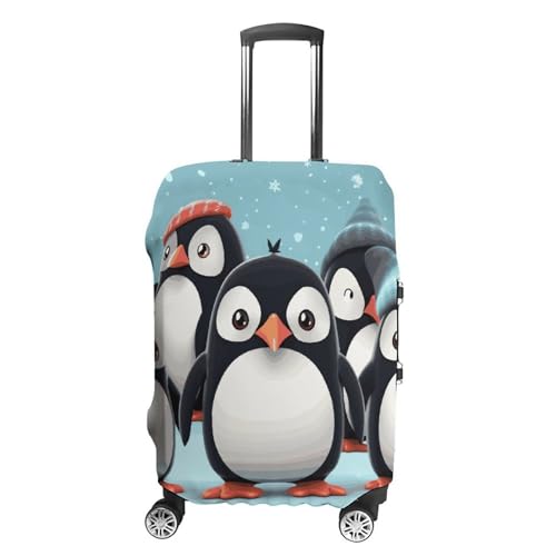 Cute Penguins Luggage Cover, Washable Elastic Suitcase Cover Protector Fit 18-32 Inch Luggage
