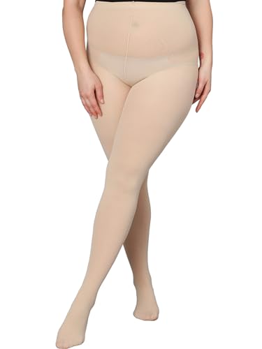 Image of DancMolly Plus Size Tights for Women, Control Top Semi Opaque Nylon Pantyhose High Waist