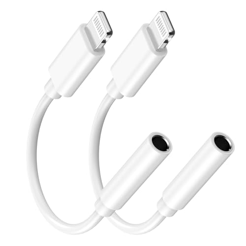 [Apple MFi Certified] Apple Lightning to 3.5 mm Headphone Jack Adapter for iPhone 14 Pro Max, 2 Pack iPhone 3.5mm Headphone Aux Audio Converter Dongle Adapter for iPhone 14 13 12 11 Pro Max XS XR X 8