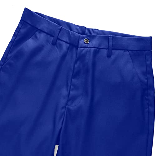 Mens Slim Fit Suit Pants Front Flat Stretch Dress Pants Ankle Length Colored Trousers4