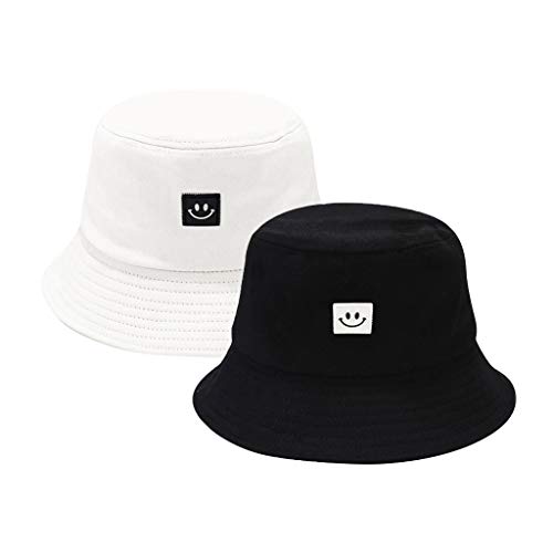 LATINDAY Smile Face Hat Unisex Summer Travel Bucket Beach Sun Hat Embroidery Visor Outdoor Fisherman Cap