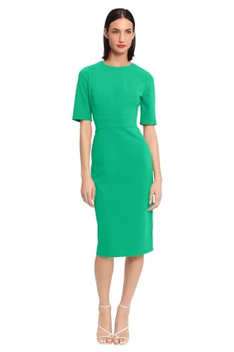 Image of Donna Morgan Women's Curved Waist Seam Crepe Workwear Dress Career Office Desk to Dinner Event Occasion Guest of