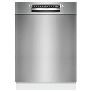 Bosch SMU4HTS00E Serie 4, Geschirrspüler 60 cm breit, unterbaufähige Spülmaschine mit Besteckkorb, Silence Programm, Extra Trocknen, Vario Flex Körbe, Rackmatik, Home Connect, Gebürsteter Stahl