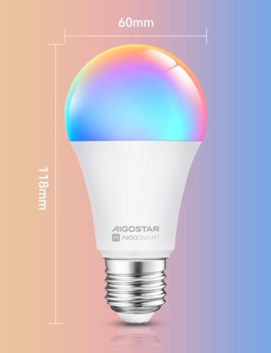 Aigostar Mesh- Bombilla inteligente Bluetooth Mesh, A60. 2700K-6500K y RGB regulable, E27, 12W, 1150 LM. Bombilla LED inteligente compatible con Alexa y Google Home. Incluye mando a distancia. 2Uds - imagen 7