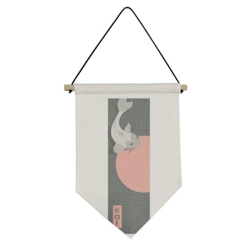 Drapeau chinois traditionnel toile suspension murale poisson soleil levant Asie