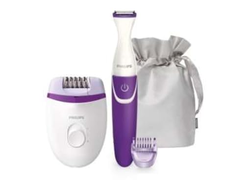 Philips Satinelle Essential Corded Compact epilator Incl. Bikini Trimmer, Brp505/00, 1 Count