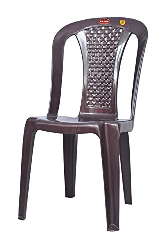 Image of Prima Plastic Chair for Living Room | Set of 2 | Chair for Home, Living Room, Multipurpose | Stackable Chair Without Arm | 100% Virgin Plastic | Chair 4003 (Weather Brown Colour)