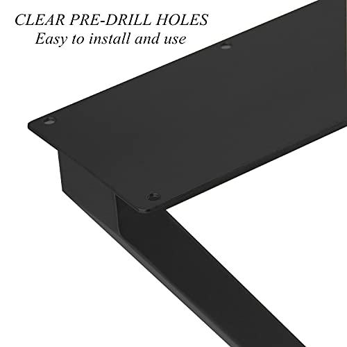 Image of HOMEKAYT Industrial Triangle Iron Table Legs (28 inchH x 24 inchW) - Black, Set of 2 - Heavy Duty, Modern Design - Multiple Uses for Dinning, Coffee, Office Tables