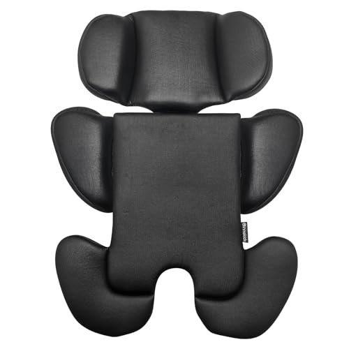 innokids ベビーカーシート ベビーカークッション チャイルドシートクッション 頭枕&サイドパッド分離式 立体構造 3Dメッシュ素材 洗える ベビーカーマット オールシーズン ヘッドサポート (ブラック)