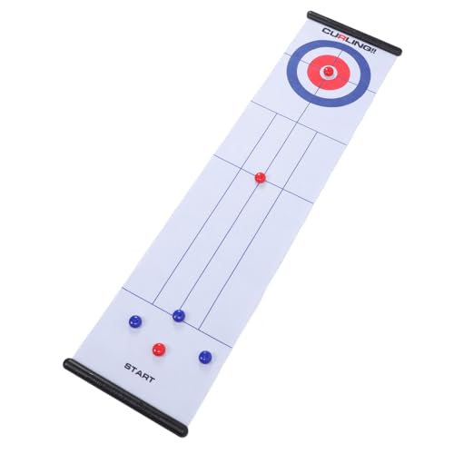 Compact Tabletop Curling Game for 2 Kids, Roll Up Large Mat for Realistic Indoor Fun, Family Curling Game, for Home Outdoor Play