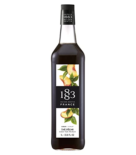 1883 Iced Tea Peach Syrup for Drinks, Made in France, 1 Liter Glass Bottle