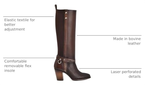 Image of Cuadra Women's Tall Boot in Genuine Leather Brown 4V03RS
