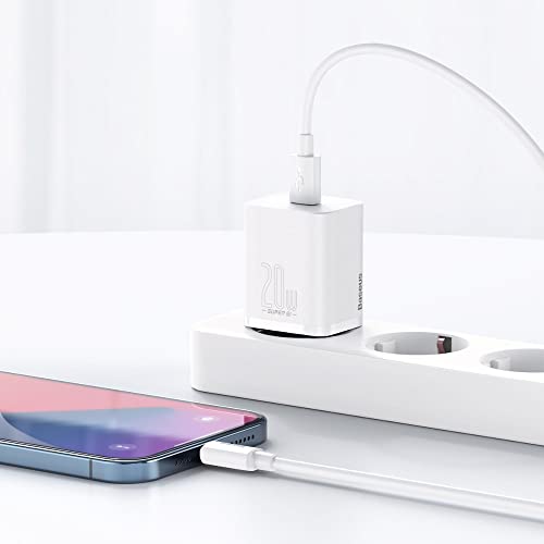 Carregador iPhone 12 Super Si Turbo Pd 20w Baseus + Cabo Pd 20w 1m Branco