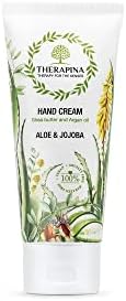THERAPINA Aloe and Jojoba Hand Cream/Hand lotion for dry hands, shea butter cream/natural scented lotion, for women and men - travel size 3oz