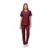 Women's Scrub Set - Medical Scrub Top and Pant, Burgundy, XX-Small