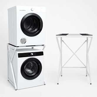 Maxi – Universal Washing Machine & Tumble Dryer Stacking Kit | Adjustable Frame (72–82 cm), 100KG Load | No Drilling, Anti-Vibration, Space-Saving Laundry Organiser