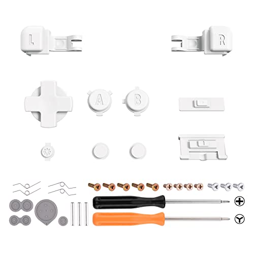 Image of eXtremeRate White Custom Full Set Buttons for Gameboy Advance SP, Replacement A B L R Button Power On Off Volume Button D-pad Key for GBA SP Console - Console NOT Included