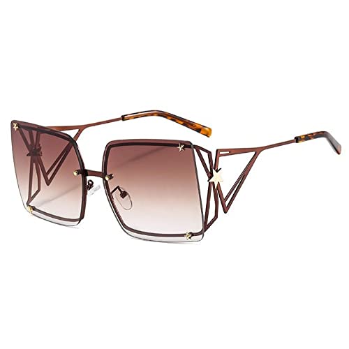 Lunettes de soleil Pentagramme carrées sans monture mode rétro dames