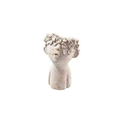 Funny Plant Head Bust - Figure for Planting - Ceramic Planter - Plant Figure Decoration, ceramic, natural, Klein: Höhe 18cm Cover