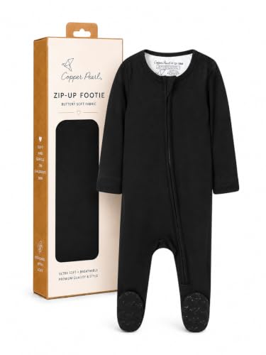 Image of Copper Pearl Zip-Up Footie Baby Pajamas - Soft Newborn Onesies for Boys & Girls, Tag-Free with Two-Way Zipper Baby Sleepers for Newborn - 24 Months, Midnight