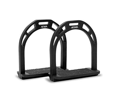 AMKA Aluminium Steigbügel breite Anti-Slip Trittfläche schwarz 015/035