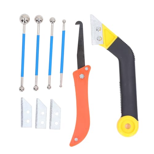 Baxnore Professional Caulking Tool Kit with Angled Grout Saw HSS Filling Tool and Replaceable Blades for Tile Joint Cleaning Kitchen Bathroom Sink Sealing ABS Plastic Handle Durabl