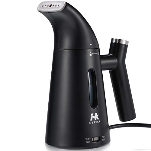 NEATKA Steamer for Clothes, Portable Handheld Garment Steamer for Travel/Home, Fabric Steam Iron with Dual Voltage 25s Fast Heat-up 120ml Water Tank for 10 Minutes Continuous Steam (Black)