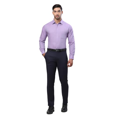 Image of Raymond Men Pure Cotton Slim Fit Solid Pattern Semi Cut Away Collar Formal Shirt