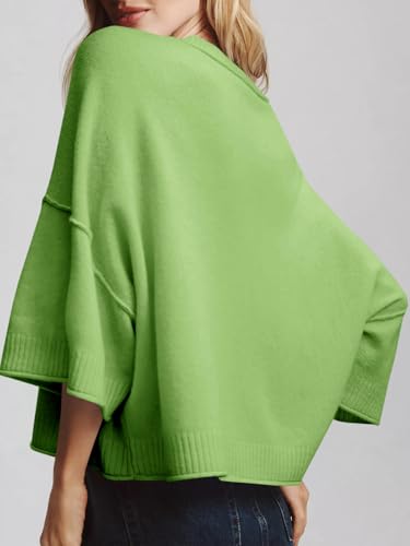 Image of Saodimallsu Womens Short Sleeve Sweater Summer Oversized Cropped Sweaters Casual Crewneck Lightweight Knit Tops