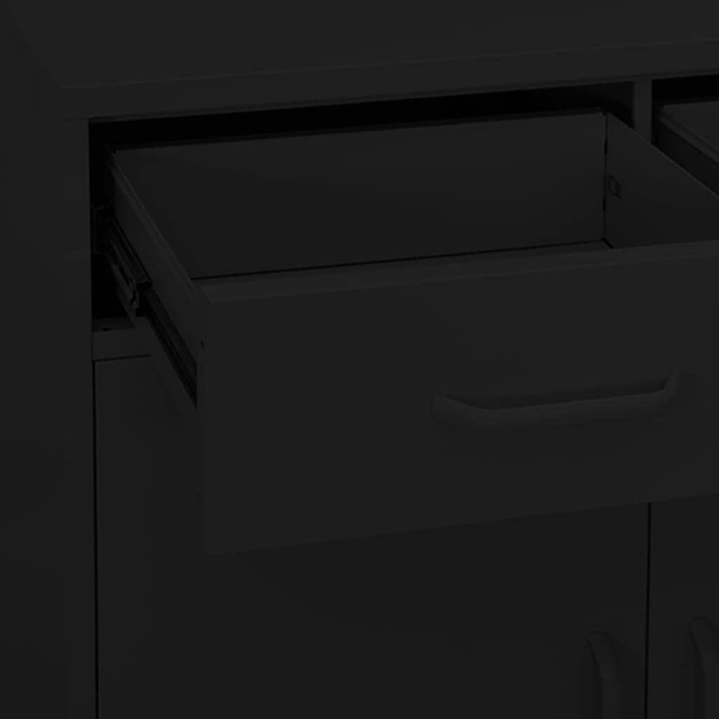 Generisch Schwarzer Stahlschrank, 80 x 35 x 101,5 cm, Metall-Werkzeugschrank mit verstellbaren Einlegeböden und Vollauszugsschubladen für Büro und Garage, langlebig und stilvolles Design