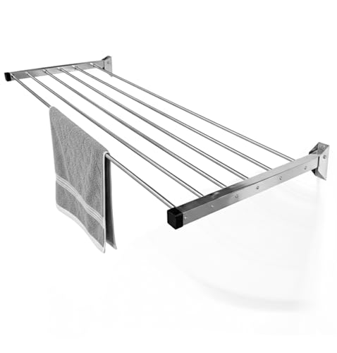 Synergy - 6 Pipes x 2 Feet - Stainless Steel Wall Mounted Cloth Drying Stand, Cloth Stand for Drying Clothes Foldable, Wall Mount Cloth Drying Stand Folding, Clothes Drying Stand [SY-G11]