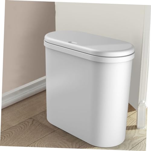 Caneca de basura blanca rectangular para baño y oficina miniatura 7