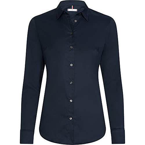 Tommy Hilfiger Damen Bluse Heritage Slim Fit Elegant, Blau (Midnight), 46 1