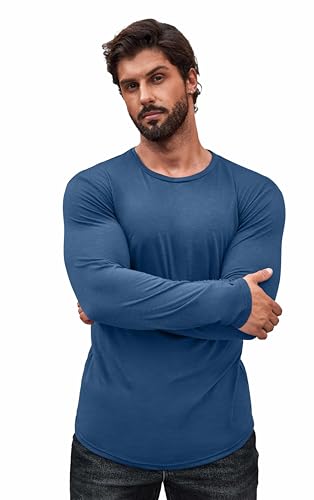 COOFANDY Men 2 Pack Muscle Fitted T Shirt Gym Workout Athletic Long Sleeves Tee