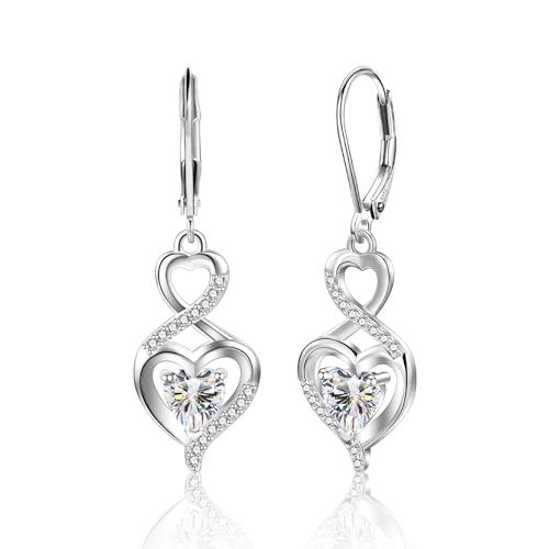 Boucles d'oreilles Femme Argent Pendantes 925 Post Boucle Oreille Femme Boucle Doreille Pendante Zircon avec Pierres de Coure avec Strass