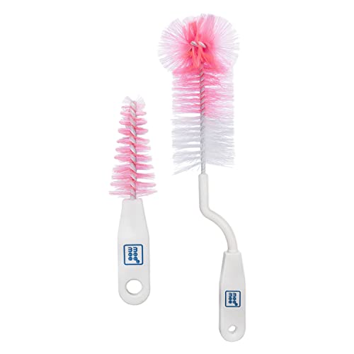 Mee Mee 360° Movable Nylon Bristle Baby Feeding Bottle & Nipple Cleaning Brush | Ergonomic Handle | Easy to Clean Bottle Corners for Narrow Neck & Wide Neck | BPA Free, Easy Hanging Storage | Pink (Image - 1)